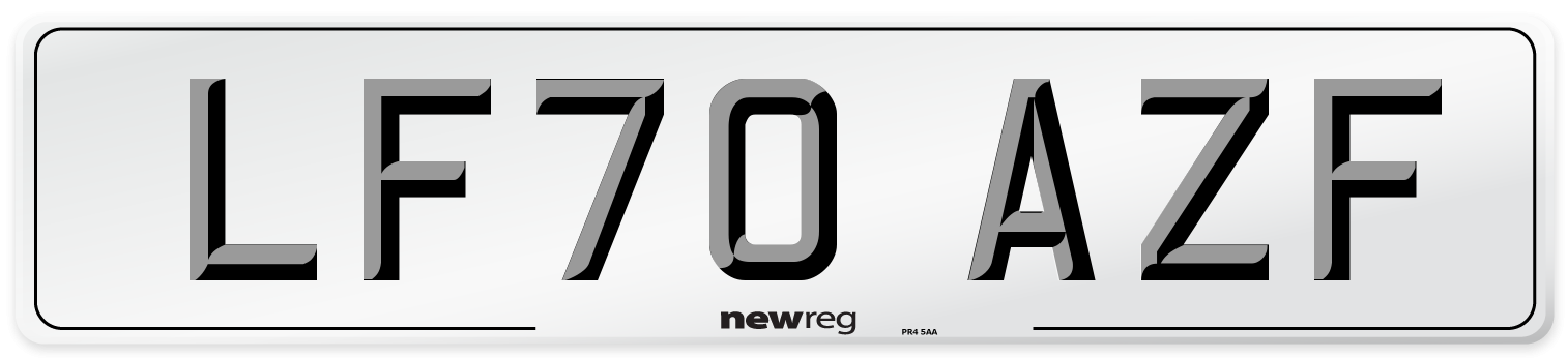 LF70 AZF Number Plate from New Reg